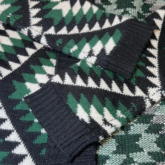Bear Dance Womens Size Small Cardigan Sweater Green White Black Aztec Geometric - Picture 11 of 12